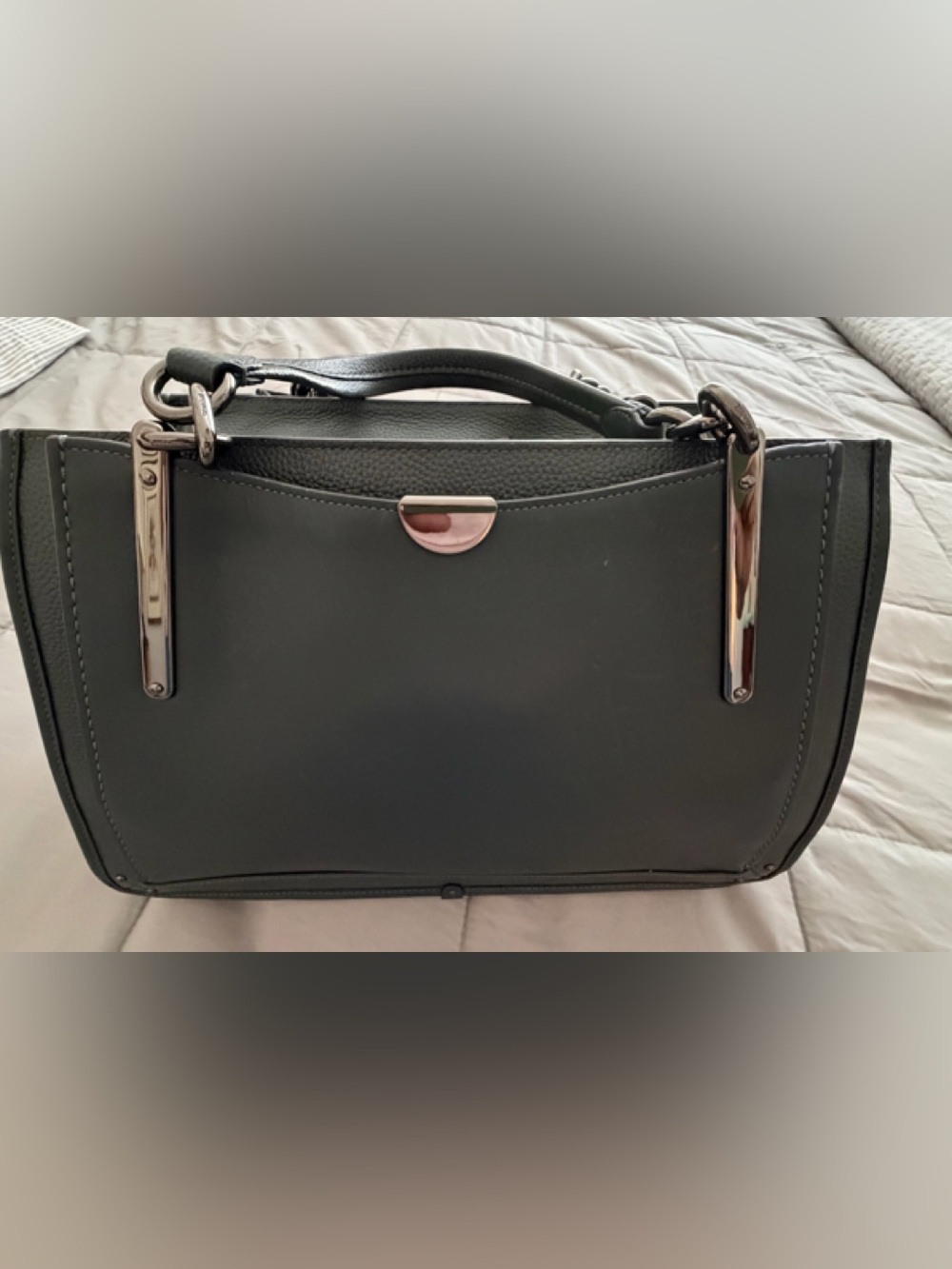 Coach Green  Pebbled & Smooth  Leather with suede accents Satchel